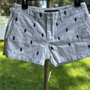 Ralph Lauren Polo Sport Shorts White Cotton with Embroidered Polo Logo size 2